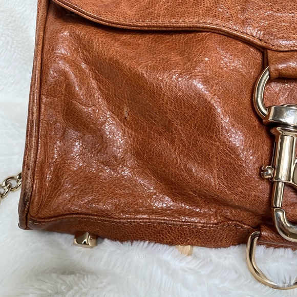 Leather VINTAGE CrossBody bag with adjustable gold Chain link Strap - Picture 8 of 12